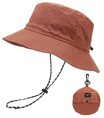 FYting Chapeau Femme Soleil,Bucket Hat,Chapeau Homme Soleil,RéSistant à La Pluie |CrèMe Solaire |Séchage Rapide |Chapeau Soleil Respirant et Pliable pour Plage,Piscine,Camping,Voyages(Rouge Brique)