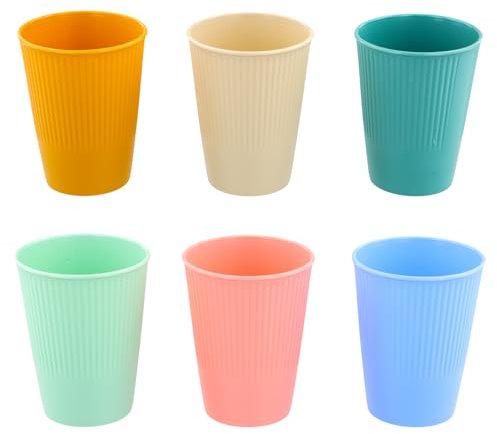 6 Pièces Gobelets en Plastique, Tasse a Café Réutilisable, 400ml Gobelets Durables, pour Extérieur BBQ Cuisine Soirées (6 Couleurs)