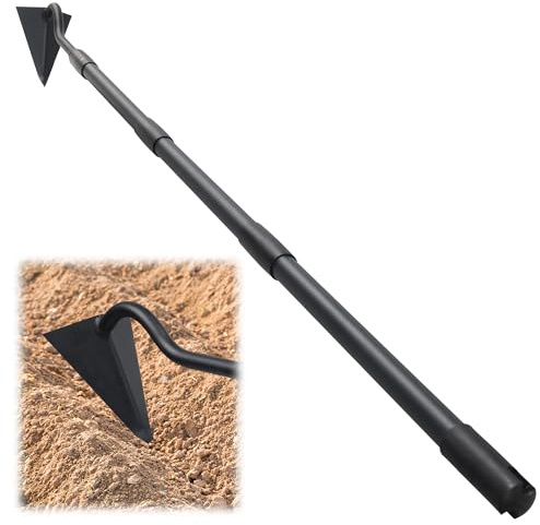 LLARGUEST Hoe Garden Tool, Triangle Garden Hoe for Digging Cutting Trenches Loosen Soil Heavy Duty Hand Weed Hoe Long Handle 59 Inch