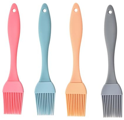 Pennello da Cucina in Silicone, 4 pezzi Pennello da Forno spazzola da cucina BBQ grill spazzola da forno in silicone per mescolare, cucinare, grigliare, pasticceria, decapaggio (4 colori)
