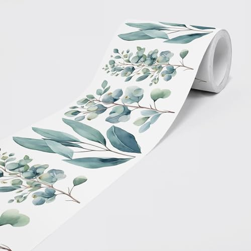 Self-Adhesive Border - Wallpaper Border Wall Border - Decorative Wall Sticker for Walls, Furniture, Ceilings, Wallpaper, Doors - Eucalyptus - on 5.00 m x 0.15 m per roll