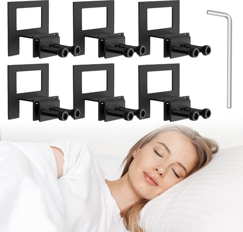 6 soportes para colchones para marco de cama, juntas antideslizantes para colchones, color negro, pinzas ajustables de metal para marco de cama de metal, alfombrilla antideslizante