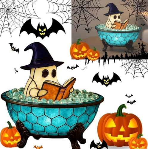 Lámpara de lectura fantasma, lámpara de baño de burbujas fantasma, luz nocturna fantasma de Halloween, lindas lámparas LED hechas a mano para decoración de baño espeluznante, luz nocturna fantasma, lá