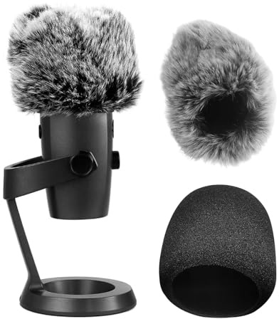 Set Di Filtri Anti-Pop Da 2 Pezzi, Set Di Filtri Anti-Pop per Microfono, Filtro Anti-Pop in Schiuma E Antivento in Pelliccia per Microfono, Microfono Anti-Vento per Registrazioni All'aperto, Podcast