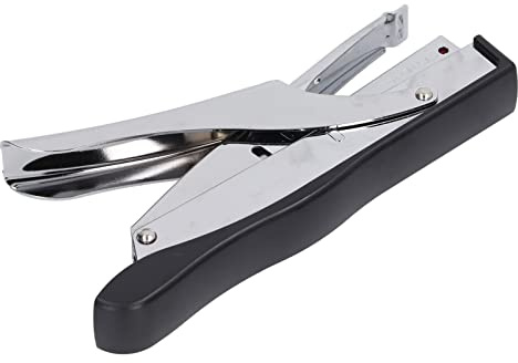 Acouto Hand Held Stapler, Cold Rolled Steel, Heavy Duty Mini Stapler for Binding 10 Sheets, Ergonomic Design for Office Use (Black)