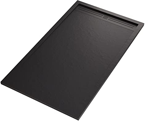 Duschwanne aus SCHWARZEM Harz-Marmor-Stein-Zement-GITTER - 90x110