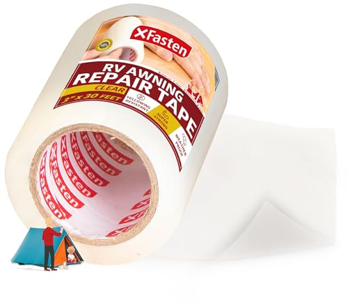 XFasten RV Awning Repair Tape, 3-Inches x 30 Feet, Waterproof Rip Stop Patch for Vinyl, RV punctures, Camper, Awning, Canopy, Tents, Tarpaulin and Greenhouse