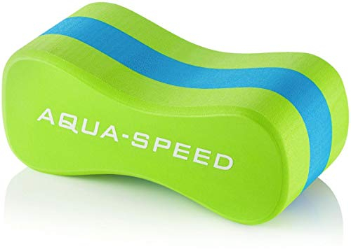 Aqua Speed Pull Buoy Schwimmhilfe | Geschwungenes Design | 3 Schichten | Schwimmtraining | Eva-Schaum, Farbe:Green - Blue - Green