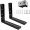 JMIATRY 2 Pcs Microwave Shelf Brackets, Universal Adjustable Depth Microwave Wall Bracket Max 45kg, Black Microwave Brackets Wall Shelf Suitable for All Microwaves