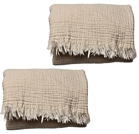 Badetücher 2er Set Luxus Musselin Handtücher für Erwachsene - Luxus 100% türkische natürliche Baumwolle Musselin Stoff Hamamtücher - Extra weich, saugfähig, schnell trocknend, leicht (Natur)