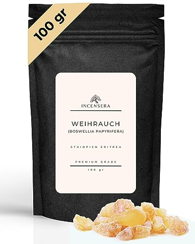 Incensera Incenso in Grani da Bruciare 100g – Boswellia Papyrifera dall’Etiopia/Eritrea – Resina Naturale di Qualità Ecclesiastica – Resine Incenso Naturali Franchincenso da Chiesa