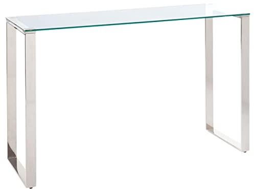 Beliani Moderner Konsolentisch mit Edelstahlgestell Glasplatte Silber Tilon
