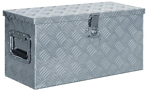 loibinfen Aluminum Tool Box Storage Truck Toolbox with Lock and 2 Keys Flat Underbed Camper RV Mount Drawbar Box Portable Utility Tool Cabinet 24.2x10.4x11.8 Silver -AA