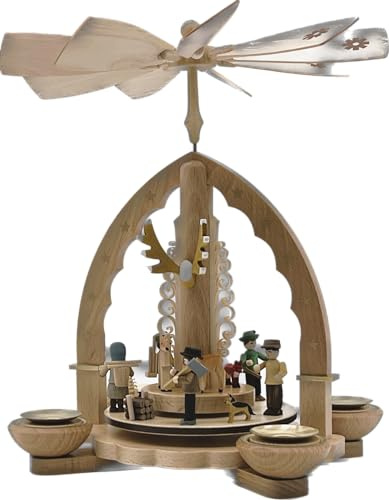 Richard Glaesser Pyramid in the Forest for Tea Light and Candles from Seiffen in the Ore Mountains