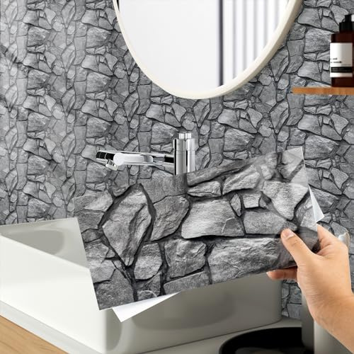 Hode Marble Self Adhesive Wall Tile Stickers for Bathroom Kitchen