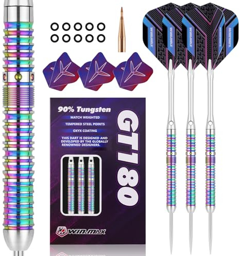 WIN.MAX dartpilar med metallspets 90 % volfram 3 stycken 90 % volfram stålpilar 28 g