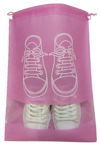 10 st reseskoväska, icke-vävda dammskor för män och kvinnor, förvaringsväska, dammskor förvaring, Rosa, Men's set of 10