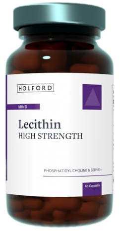 Patrick HOLFORD Lecithin High Strength/Brain Supplement/for Brain Function & Memory Support / 4 Nutrients / 504mg Phospholipid Choline/Naturally Sourced / 60 Capsules/Vegan/for Women & Men
