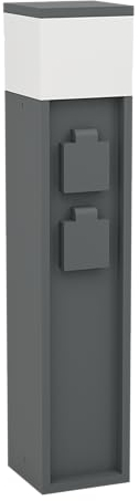 EGLO Outdoor Steckdosensäule mit Licht Park 5, Verteilersteckdose für Erdkabel, Außenleuchte mit Gartensteckdose, Stromverteiler außen mit 2 Steckdosen, Aluminium in Anthrazit, IP54