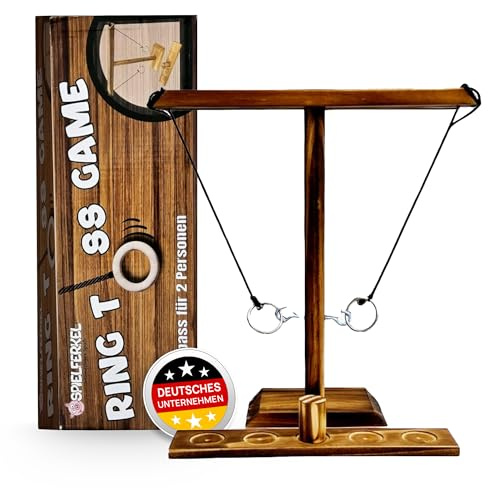 SPIELFERKEL Ringwurf-Spiel aus Holz – Action Ring Toss Game für 2 Personen, Partyspiel für Junggesellenabschied, Erwachsene, Outdoor & Indoor, Trinkspiele, Partyartikel, Geschicklichkeitsspiel