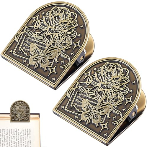 craspire Pinces à Papier pour Carnet de Voyage en Alliage Métallique Motif Fleurs et Papillons Vintage Bronze Antique pour Classeur Accessoire de Décoration pour Journal Intime Lecture Voyage TN