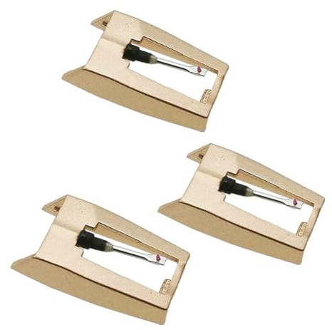 Asyduey 3-Teilige Plattenspieler-Nadel, Verbesserte Goldene Schallplattennadeln, Stylus- für, Plattenspieler, Langlebig