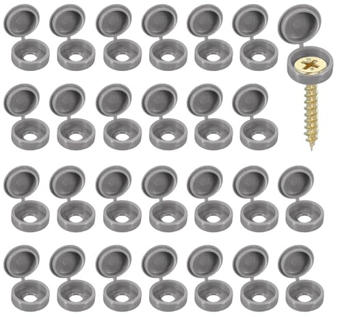 YELARXI Screw Snap Covers, M6 Plastic Hinged Screw Cover Caps Shutter Screws Fold Snap Washer - Fitting for (Windows/Railings/Home Furniture/Cabinets), 6mm & 120 Pack & Medium Grey