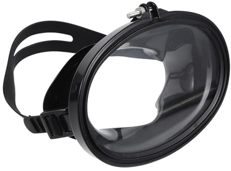 KOMBIUDA Occhiali da Sub Lente Singola Antiappannamento in Pvc e Vetro Temperato, Maschera Subacquea Nera Guarnizione in Silicone per Snorkeling, Pesca e Sport Acquatici, Regolabile