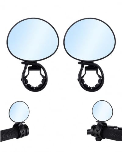SIRLOMU Retrovisor Bicicleta 1 Par Marco Rojo, Espejo 360° con Ajuste Rápido en Manillar, Visión Clara y Seguridad sin Puntos Ciegos para Niños
