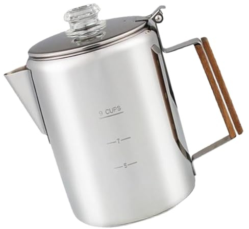 Nucelit Kaffebryggare i rostfritt stål med skala stor kapacitet kaffekannor för camping och hemmabruk 9 koppars kapacitet perkolator camping perkolator