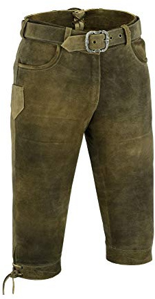 LederGwand Kniebundhose Leder Nubuk-Fuente Jagdhose- Trachtenlederhose Damen- Damen Kniebundlederhose -Trachten Lederhose mit Gürtel in Braun, Camel, Grün, Trachtenhose Knielang (48, Braun)