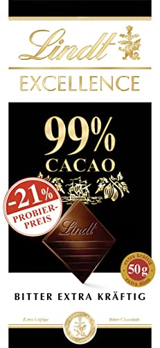Lindt Schokolade EXCELLENCE 99 % Kakao, Promotion | 50 g Tafel | Extra kräftige Bitter-Schokolade | Schokoladentafel | Schokoladengeschenk