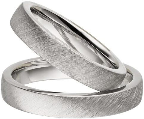 Kolibri Rings Partnerringe Silber 925 Paarpreis Massiv 4 mm Breite Nickelfrei Freundschaftsringe Trauringe Eheringe 100% Made in Germany- Inkl. Gratis Etui + Gravur (Schrägmatt)