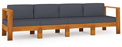 vidaXL 4-Sitzer-Gartensofa mit Dunkelgrauen Auflagen Massivholz Akazie
