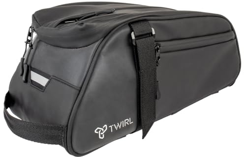 TWIRL Fahrradtasche für Gepäckträger, 6 Liter, Reflex, mit integriertem Schultergurt, Gepäckträgertasche, Fahrrad Tasche hinten, schwarz/grau