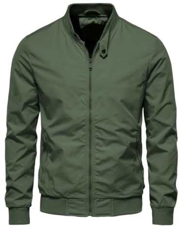 HOTIAN Veste coupe-vent légère pour homme avec col montant, veste demi-saison, veste de loisirs avec poches zippées