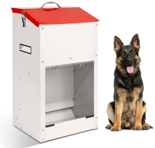 Svauoumu Comedero automático para perros, capacidad de 25 libras, con tapa para proteger la comida, diseño a prueba de roedores, adecuado para uso al aire libre