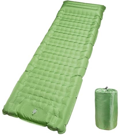 Ultralätt uppblåsbar liggmadrass, 12,7 cm tjock, självuppblåsande sovmadrass, inbyggd fotpump, campingtält, vandring, lätt liggmatta (tallgrön)