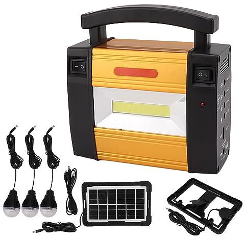 Générateur portable avec panneau solaire, générateurs d'énergie solaire portable avec lumières LED, générateur solaire pour usage domestique, camping, voyage
