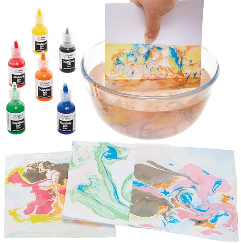 Baker Ross FN471 Marbling Inks Bumper Pack - Pack of 6, Water Marbling Arts and Crafts, Pattern Making for Kids