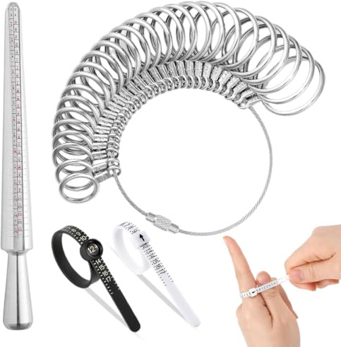 4 Pièces Baguier de Mesure Professionnel, Outil de Mesure pour Tailles de Bagues EU/US/UK, Guide des Tailles A-Z, Métal Durable pour Bijoutiers