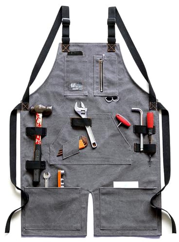 Grembiule da lavoro - Grembiule da Giardinaggio con tasche per attrezzi Cinghie incrociate regolabili sul retro Indumenti protettivi per uomo e donna Perfetto per giardino,cucina,garage 60*80cm