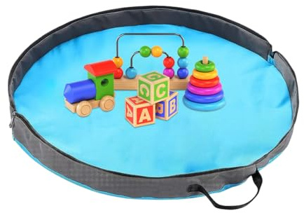 Saco de Juguetes, Organizador Plegable Para Almacenar Juguetes De Bloques Con Alfombra, Recipiente Portátil con Asas para Habitación, Exteriores y Hogar