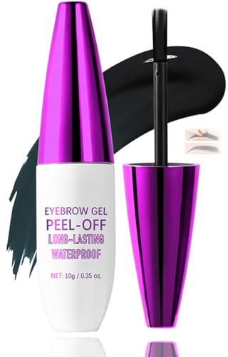 Easy Peel-Off Eyebrow Gel, Waterproof Smudge-Proof Brow Tint with Gentle Formula, Long Lasting Eyebrow Dye for Natural Defined Brows(1#Black)