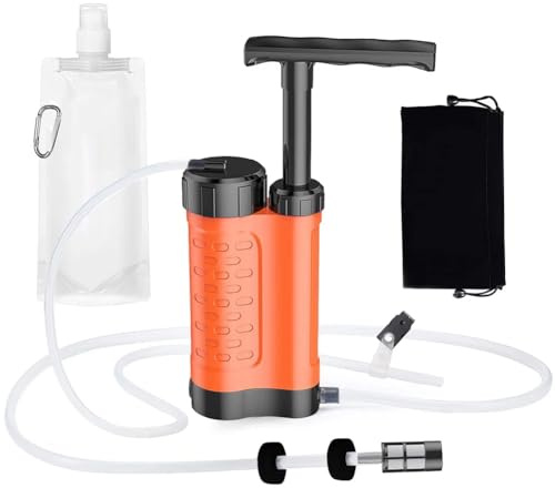 Ujjdwiurgh Filtro de agua personal de emergencia para exteriores, sistema de filtro de 4 etapas, purificador de agua portátil, filtro de agua de supervivencia de emergencia, A