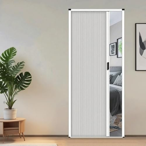Porta a fisarmonica Porta a soffietto for interni, altezza 75 79 83 87 90 94 pollici Porte pieghevoli a nido d'ape push-pull con telaio in alluminio Divisorio(White,75x200cm/29.5x79in)