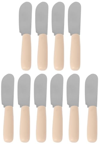 Homoyoyo Lot de 10 Spatules à Beurre en Acier Inoxydable avec Manche en Plastique Racloirs à Crème et Couteaux à Fromage Ustensiles Cuisine pour Pâtisserie et Boulangerie Facile à