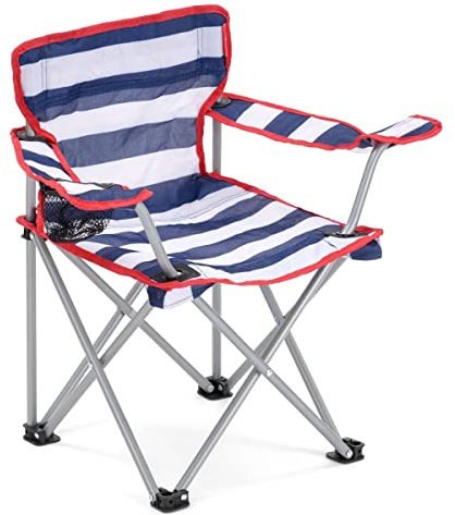 Yello Kid's Folding Beach Chair Camping, Blue/White Stripe, 35 x 58 x 53 cm