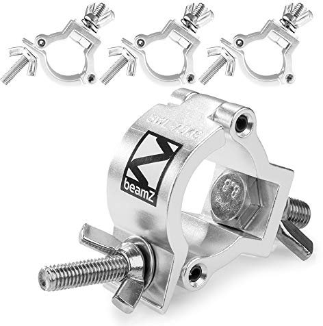 Beamz BC35-75 Half Coupler Lighting Clamp Set, Aluminum Stage Truss Clamps for 32-35mm Tubes, 75kg Max Load, Theatrical and Stage Lighting Accessories (4 Pack)