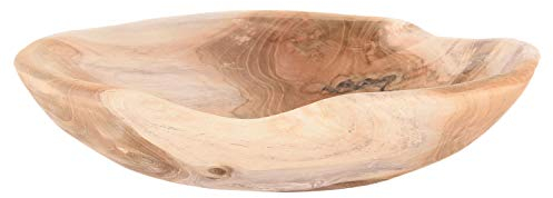 wohnfreuden Teakholz Schale braun rund 30 cm - Tropenholz Schale geschliffen Wohnzimmer Holz Deko